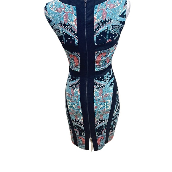 BCBGMaxAzria Tahiti Black, Blue, pink lined sleeveless Paisley sheath Dress sz 2 - Picture 8 of 10